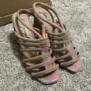 Free people Collette cinched heel in rainbow metallic
